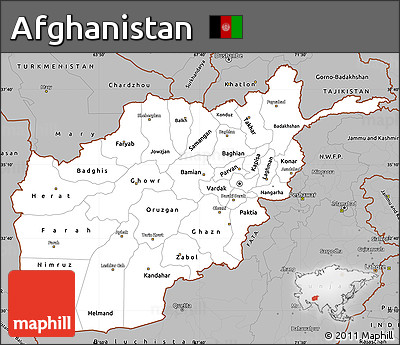 Gray Simple Map of Afghanistan