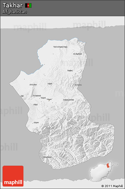 Gray 3D Map of Takhar, single color outside