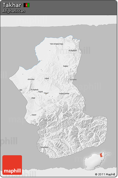 Gray 3D Map of Takhar, single color outside