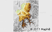 Physical 3D Map of Takhar, lighten, desaturated