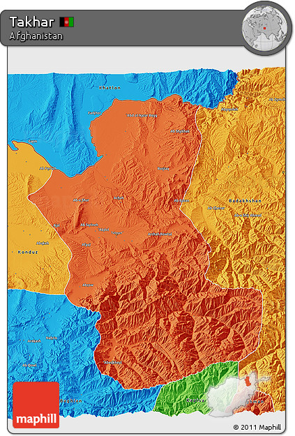Political 3D Map of Takhar