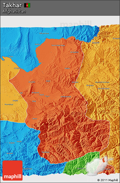 Political 3D Map of Takhar