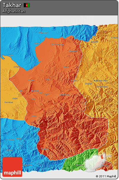 Political 3D Map of Takhar