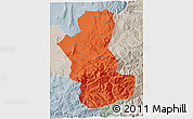 Political 3D Map of Takhar, lighten, semi-desaturated