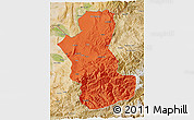 Political 3D Map of Takhar, satellite outside