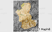 Satellite 3D Map of Takhar, darken, desaturated