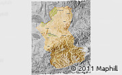 Satellite 3D Map of Takhar, desaturated