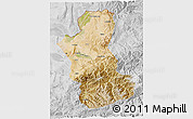 Satellite 3D Map of Takhar, lighten, desaturated