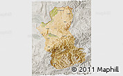 Satellite 3D Map of Takhar, lighten, semi-desaturated