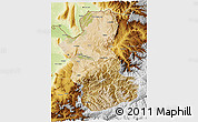 Satellite 3D Map of Takhar, physical outside