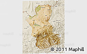Satellite 3D Map of Takhar, shaded relief outside