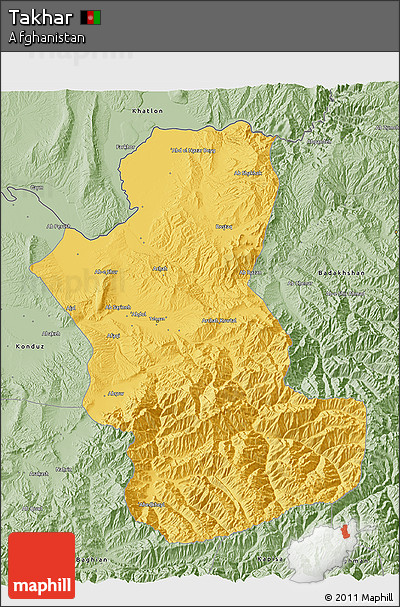 Savanna Style 3D Map of Takhar