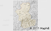 Shaded Relief 3D Map of Takhar, desaturated