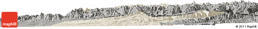 Shaded Relief Horizon Map of Takhar, darken, semi-desaturated