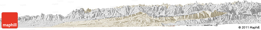 Shaded Relief Horizon Map of Takhar, desaturated