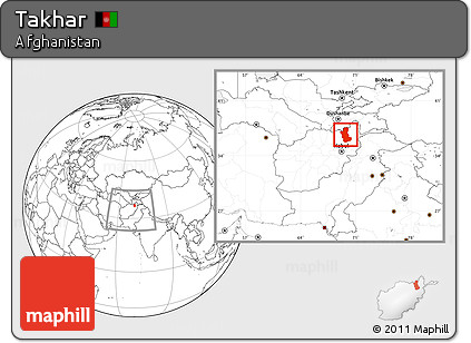 Blank Location Map of Takhar, within the entire country