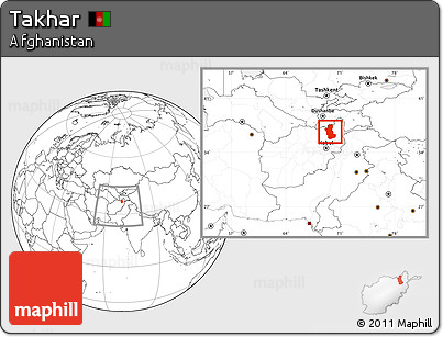 Blank Location Map of Takhar, within the entire country