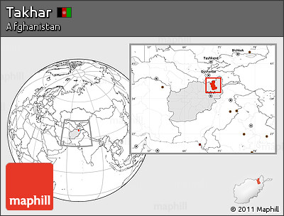 Blank Location Map of Takhar, highlighted country, within the entire country