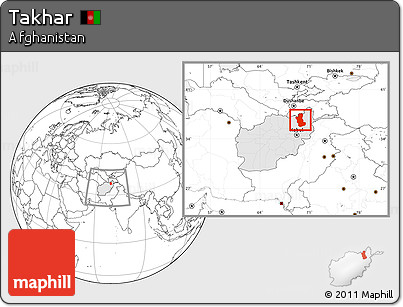 Blank Location Map of Takhar, highlighted country, within the entire country