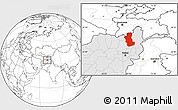 Blank Location Map of Takhar, highlighted country