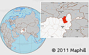 Gray Location Map of Takhar, highlighted country