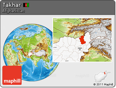 Physical Location Map of Takhar, highlighted country