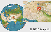 Satellite Location Map of Takhar, within the entire country