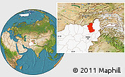 Satellite Location Map of Takhar, highlighted country