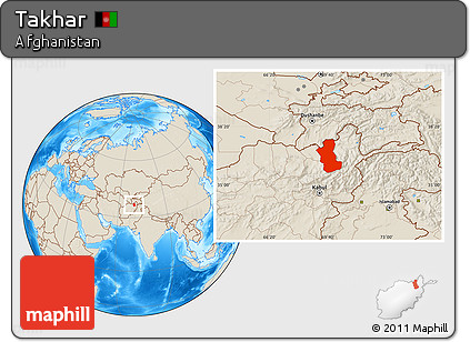 Shaded Relief Location Map of Takhar
