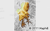 Physical Map of Takhar, lighten, desaturated
