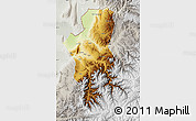 Physical Map of Takhar, lighten, semi-desaturated