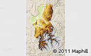 Physical Map of Takhar, shaded relief outside