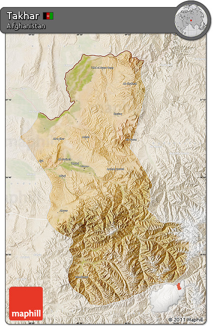 Satellite Map of Takhar, lighten