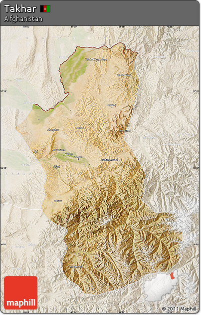 Satellite Map of Takhar, lighten