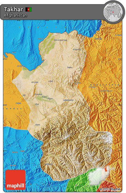 Satellite Map of Takhar, political outside