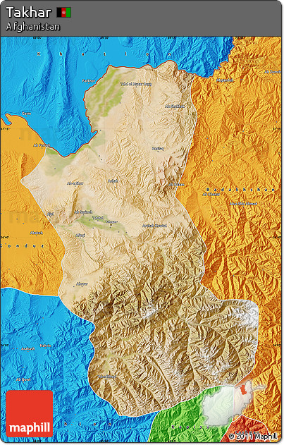 Satellite Map of Takhar, political outside