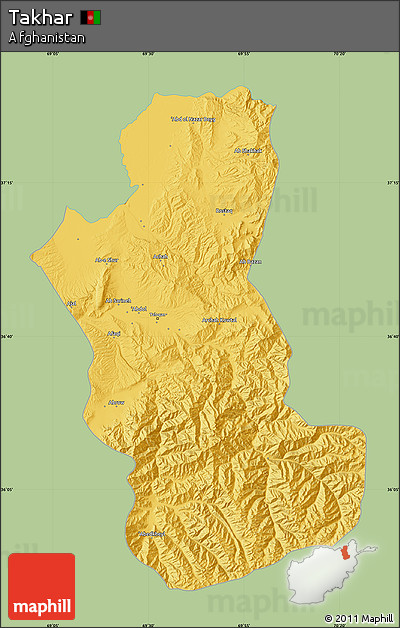 Savanna Style Map of Takhar, single color outside