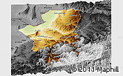 Physical Panoramic Map of Takhar, darken, desaturated