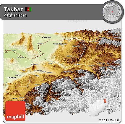 Physical Panoramic Map of Takhar