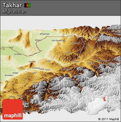 Physical Panoramic Map of Takhar