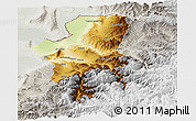 Physical Panoramic Map of Takhar, lighten, semi-desaturated