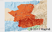 Political Panoramic Map of Takhar, lighten