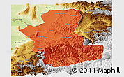 Political Panoramic Map of Takhar, physical outside