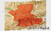 Political Panoramic Map of Takhar, satellite outside