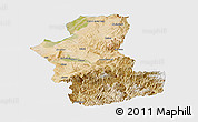 Satellite Panoramic Map of Takhar, single color outside