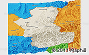 Shaded Relief Panoramic Map of Takhar, political outside