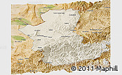 Shaded Relief Panoramic Map of Takhar, satellite outside