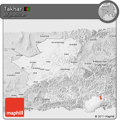 Silver Style Panoramic Map of Takhar