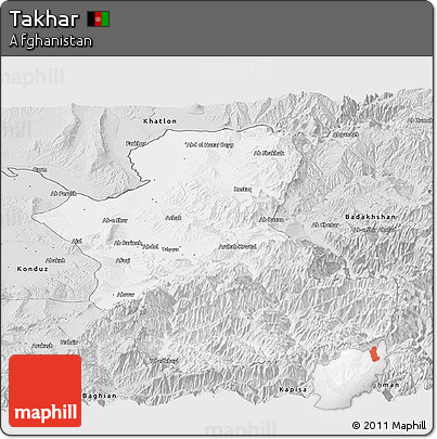 Silver Style Panoramic Map of Takhar