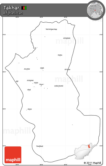 Blank Simple Map of Takhar, cropped outside